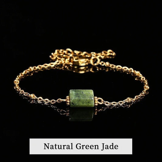 Natural Jade Bracelet with gold-plated accents. A meaningful reminder of balance, harmony and personal growth. Designed for mindful everyday wear.