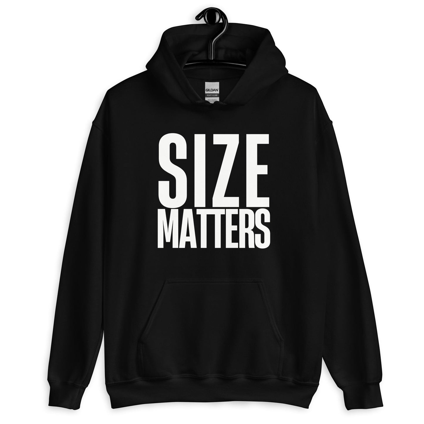Bold SIZE MATTERS unisex hoodie with provocative double meaning. Soft, warm and made for high standards, inappropriate humor and zero explanations.