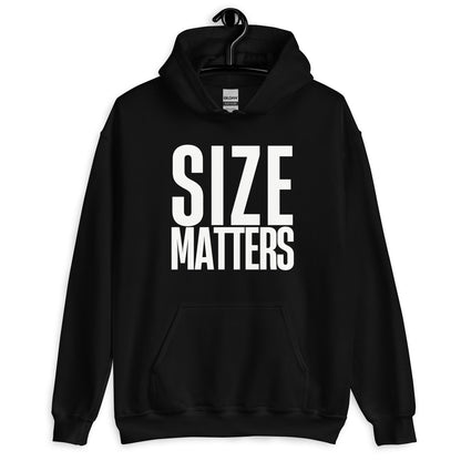 Bold SIZE MATTERS unisex hoodie with provocative double meaning. Soft, warm and made for high standards, inappropriate humor and zero explanations.