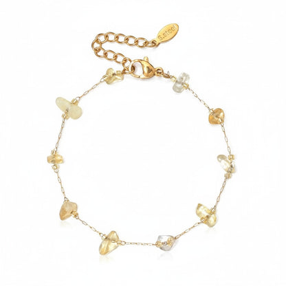 spiritualsavagee Golden Light Armband aus goldfarbenem Edelstahl mit natürlichen gelben Edelsteinen und Karabinerverschluss